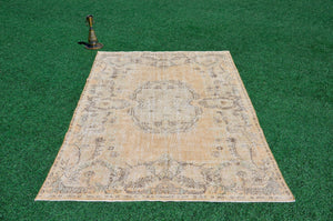 Unique Turkish large Vintage rug for home decor, oversize rug, area rug oushak rug boho rug bedroom kitchen rug  kilim rug, rugs 6x10, 666271