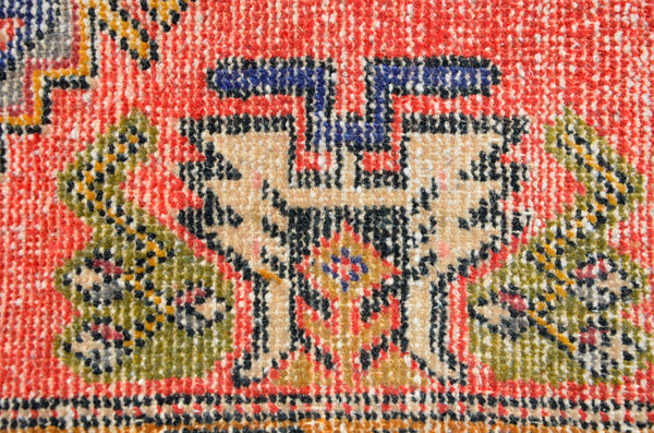 Handmade Turkish Vintage small area rug doormat for home decor, bathroom rug, area oushak rug bathroom mat kitchen kilim rug, rug 3.2x1.6, 665745