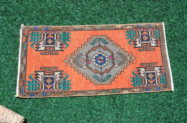 Turkish Handmade Vintage small area rug doormat for home decor, bathroom rug, area oushak rug bathroom mat kitchen kilim rug, rug 3.1x1.5, 665754