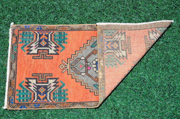 Turkish Handmade Vintage small area rug doormat for home decor, bathroom rug, area oushak rug bathroom mat kitchen kilim rug, rug 3.1x1.5, 665754