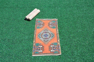 Turkish Handmade Vintage small area rug doormat for home decor, bathroom rug, area oushak rug bathroom mat kitchen kilim rug, rug 3.1x1.5, 665754