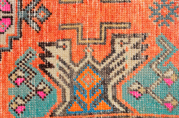 Turkish Handmade Vintage small area rug doormat for home decor, bathroom rug, area oushak rug bathroom mat kitchen kilim rug, rug 3.x1.4, 665759