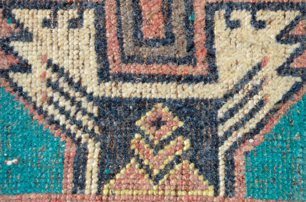 Unique Turkish Vintage small area rug doormat for home decor, bathroom rug, area oushak rug bathroom mat kitchen rug  kilim rug, rug 3.4x1.4, 665767