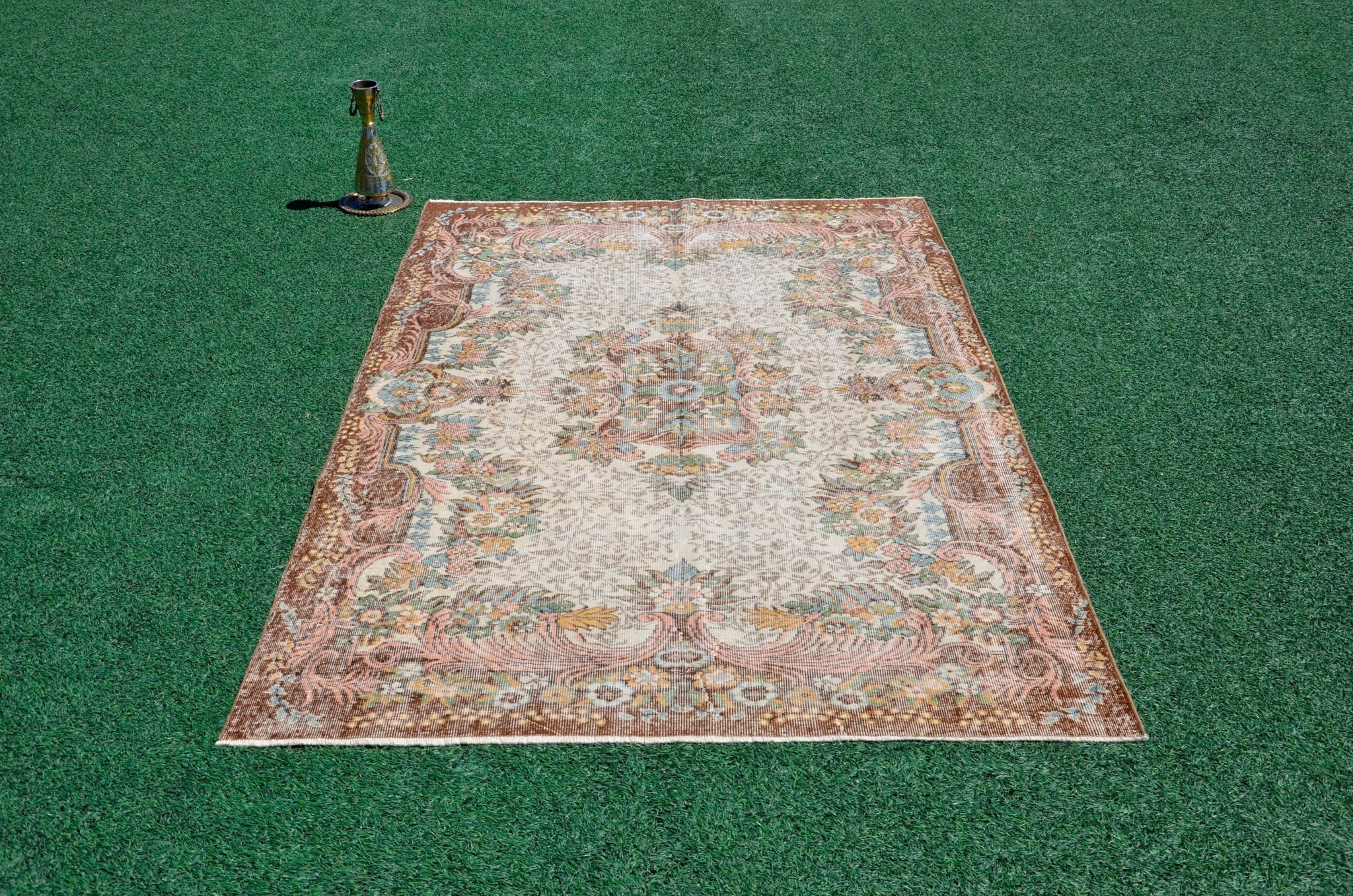Unique Turkish large Vintage rug for home decor, oversize rug, area rug oushak rug boho rug bedroom kitchen rug  kilim rug, rugs 5x9, 666283