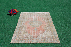Natural Turkish large Vintage rug for home decor, oversize rug, area rug oushak rug boho rug bedroom rug kitchen rug  kilim rug, rugs 5x8, 666288