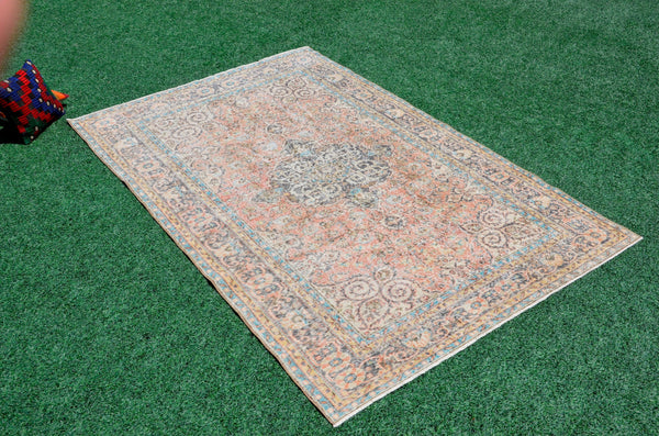 Turkish Handmade large Vintage rug for home decor, oversize rug, area rug oushak rug boho rug bedroom rug kitchen rug  kilim rug, rugs 6x9, 666293