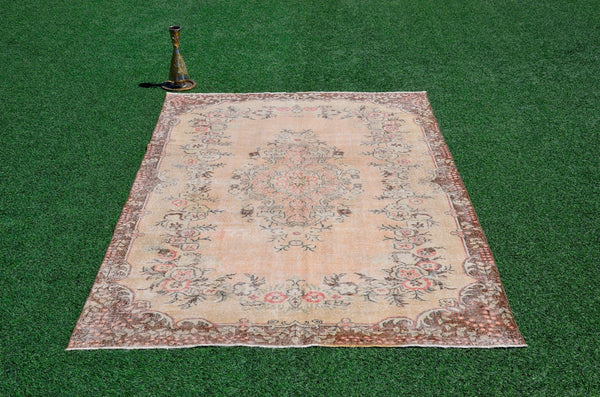 Handmade Turkish large Vintage rug for home decor, oversize rug, area rug oushak rug boho rug bedroom rug kitchen rug  kilim rug, rugs 6x9, 666294