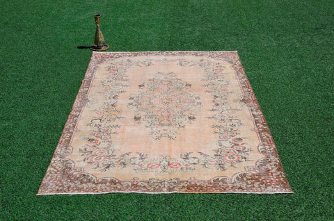 Handmade Turkish large Vintage rug for home decor, oversize rug, area rug oushak rug boho rug bedroom rug kitchen rug  kilim rug, rugs 6x9, 666294
