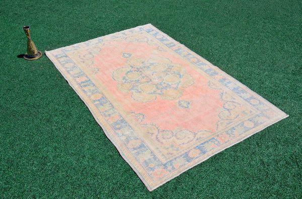 Natural Turkish Vintage rug for home decor, oversize rug, area rug oushak rug boho rug bedroom rug kitchen rug  kilim rug, rugs 6x9, 666296