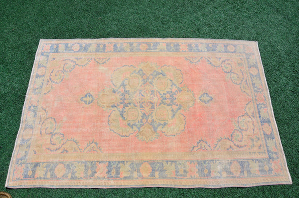 Natural Turkish Vintage rug for home decor, oversize rug, area rug oushak rug boho rug bedroom rug kitchen rug  kilim rug, rugs 6x9, 666296