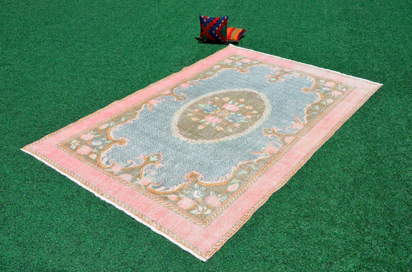 Stained Turkish Handmade Vintage rug for home decor, oversize rug, area rug oushak boho rug bedroom rug kitchen rug  kilim rug, rugs 7x10, 666301