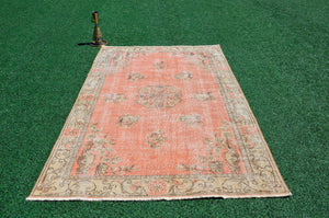 Natural Turkish Vintage rug for home decor, oversize rug, area rug oushak rug boho rug bedroom rug kitchen rug  kilim rug, rugs 5x9, 666304