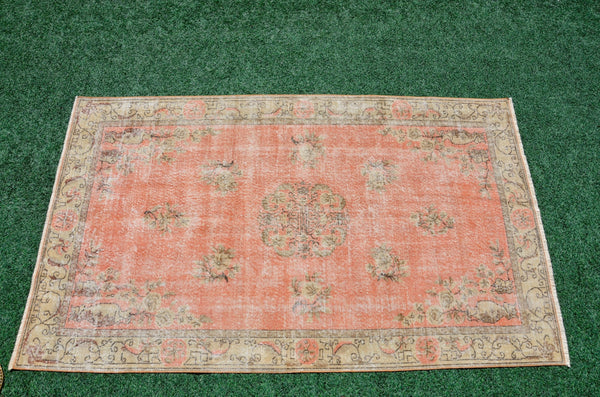 Natural Turkish Vintage rug for home decor, oversize rug, area rug oushak rug boho rug bedroom rug kitchen rug  kilim rug, rugs 5x9, 666304