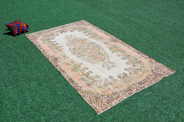 Turkish Handmade Vintage rug for home decor, oversize rug, area rug oushak boho rug bedroom rug kitchen rug  kilim rug, rugs 5x9, 666305