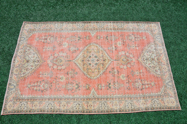 Handmade Turkish large Vintage rug for home decor, oversize rug, area rug oushak rug boho rug bedroom rug kitchen rug  kilim rug, rugs 6x9, 666306