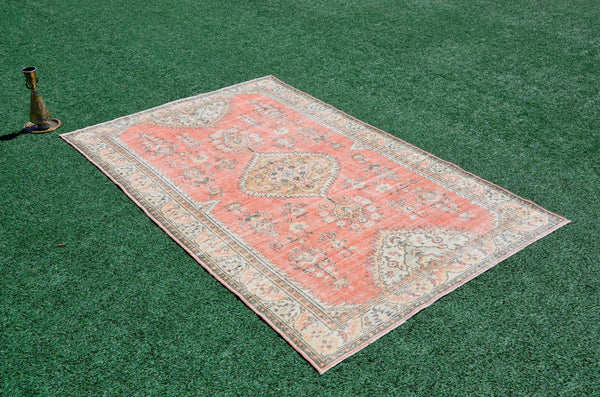 Handmade Turkish large Vintage rug for home decor, oversize rug, area rug oushak rug boho rug bedroom rug kitchen rug  kilim rug, rugs 6x9, 666306