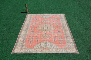 Handmade Turkish large Vintage rug for home decor, oversize rug, area rug oushak rug boho rug bedroom rug kitchen rug  kilim rug, rugs 6x9, 666306
