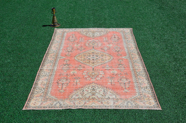 Handmade Turkish large Vintage rug for home decor, oversize rug, area rug oushak rug boho rug bedroom rug kitchen rug  kilim rug, rugs 6x9, 666306