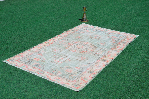 Natural Turkish Vintage rug for home decor, oversize rug, area rug oushak rug boho rug bedroom rug kitchen rug  kilim rug, rugs 6x9, 666308
