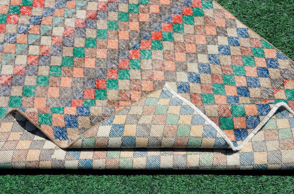 Natural Turkish Vintage rug for home decor, oversize rug, area rug oushak rug boho rug bedroom rug kitchen rug  kilim rug, rugs 4x9, 666472