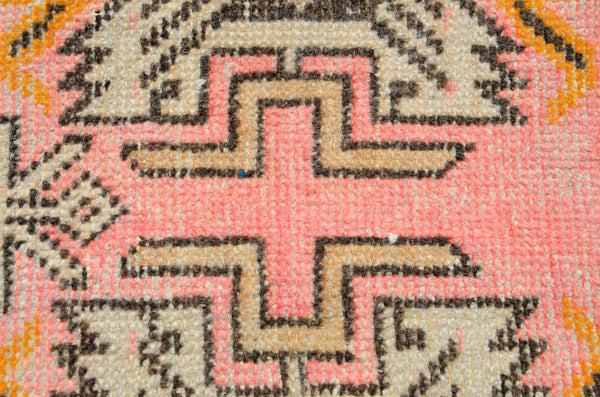 Natural Turkish Vintage small area rug doormat for home decor, bathroom rug, area oushak rug bathroom mat kitchen rug kilim rug, rug 3.2X1.5, 665784
