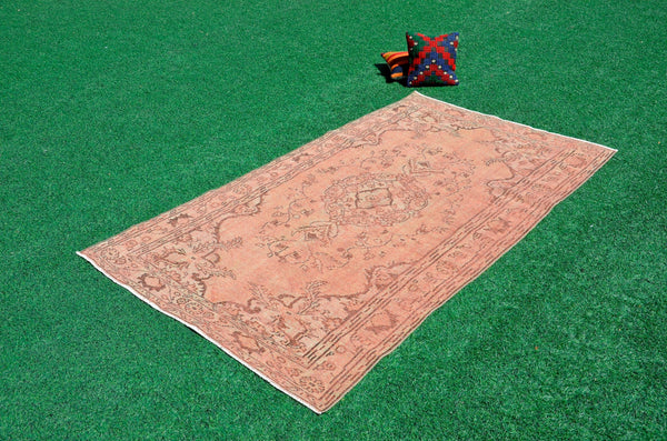 Stained Handmade Turkish Vintage rug for home decor, oversize rug, area rug oushak rug boho rug bedroom rug kitchen rug  kilim rug, rugs 5x9, 666478