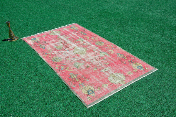Unique Turkish large Vintage rug for home decor, oversize rug, area rug oushak rug boho rug bedroom kitchen rug  kilim rug, rugs 5x9, 666479