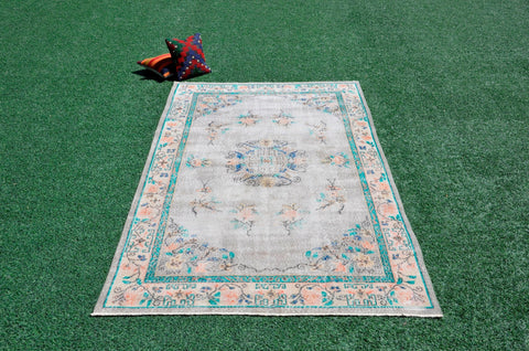 Natural Turkish Vintage rug for home decor, oversize rug, area rug oushak rug boho rug bedroom rug kitchen rug  kilim rug, rugs 5x10, 666480