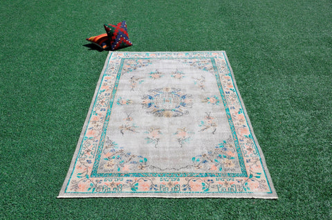 Natural Turkish Vintage rug for home decor, oversize rug, area rug oushak rug boho rug bedroom rug kitchen rug  kilim rug, rugs 5x10, 666480