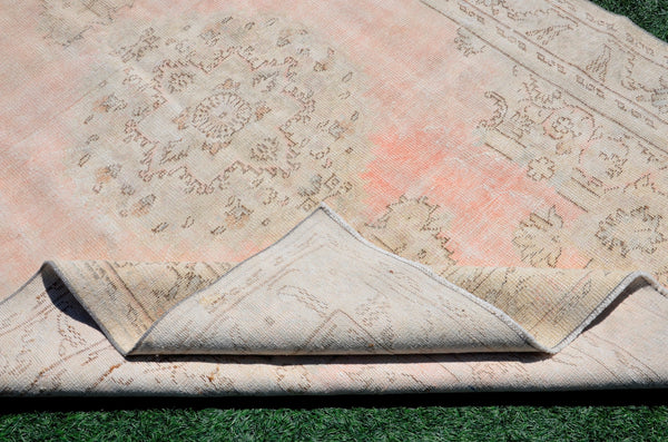 Stained Handmade Turkish Vintage rug for home decor, oversize rug, area rug oushak rug boho bedroom rug kitchen rug  kilim rug, rugs 6x8, 666490