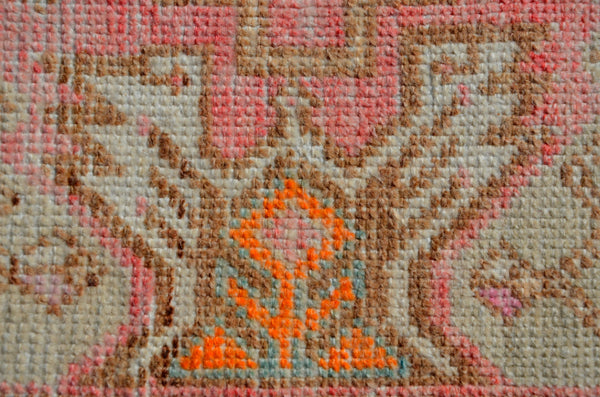 Turkish Handmade Vintage small area rug doormat for home decor, bathroom rug, area oushak rug bathroom mat kitchen kilim rug, rug 3.2x1.6, 665801