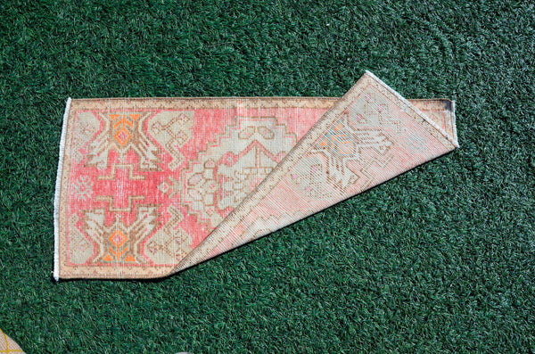 Turkish Handmade Vintage small area rug doormat for home decor, bathroom rug, area oushak rug bathroom mat kitchen kilim rug, rug 3.2x1.6, 665801
