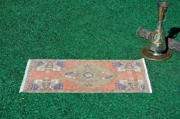 Turkish Handmade Vintage small area rug doormat for home decor, bathroom rug, area oushak rug bathroom mat kitchen kilim rug, rug 3.1x1.5, 665806