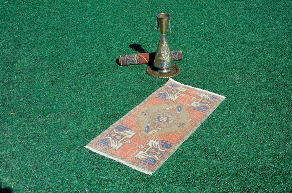 Turkish Handmade Vintage small area rug doormat for home decor, bathroom rug, area oushak rug bathroom mat kitchen kilim rug, rug 3.1x1.5, 665806