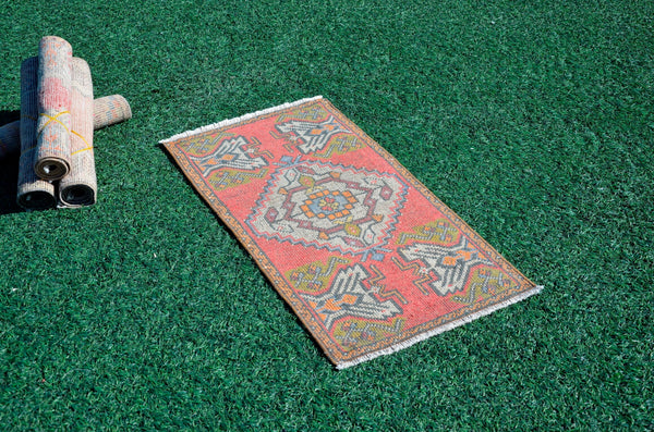 Unique Turkish Vintage small area rug doormat for home decor, bathroom rug, area oushak rug bathroom mat kitchen rug  kilim rug, rug 3.1x1.6, 665809