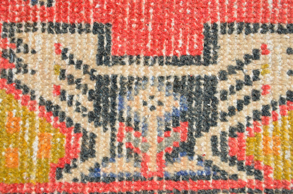 Vintage Handmade Turkish small area rug doormat for home decor, bathroom rug, area oushak rug bathroom mat kitchen kilim rug, rug 3.3X1.4, 665821
