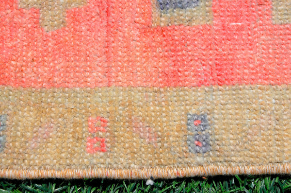 Handmade Turkish Vintage small area rug doormat for home decor, bathroom rug, area oushak rug bathroom mat kitchen kilim rug, rug 2.3X1.5, 665822