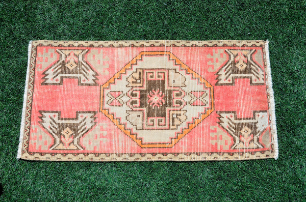 Turkish Handmade Vintage small area rug doormat for home decor, bathroom rug, area oushak rug bathroom mat kitchen kilim rug, rug 3.1x1.6, 665824