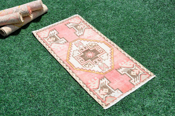 Turkish Handmade Vintage small area rug doormat for home decor, bathroom rug, area oushak rug bathroom mat kitchen kilim rug, rug 3.1x1.6, 665824