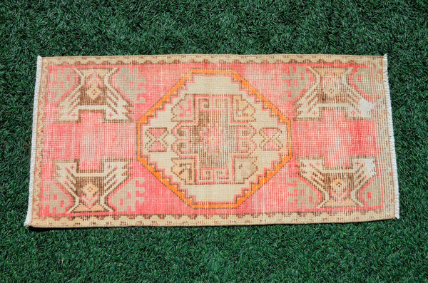 Natural Turkish Vintage small area rug doormat for home decor, bathroom rug, area oushak rug bathroom mat kitchen rug kilim rug, rug 3.1X1.5, 665827