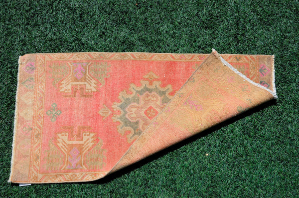 Handmade Turkish Vintage small area rug doormat for home decor, bathroom rug, area oushak rug bathroom mat kitchen kilim rug, rug 3.2X1.6, 665834