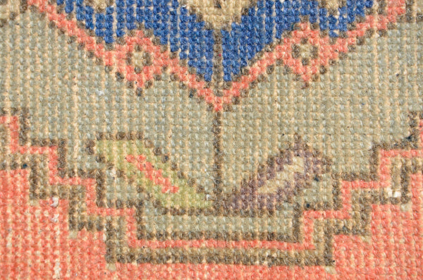 Turkish Handmade Vintage small area rug doormat for home decor, bathroom rug, area oushak rug bathroom mat kitchen kilim rug, rug 3.4x1.6, 665841