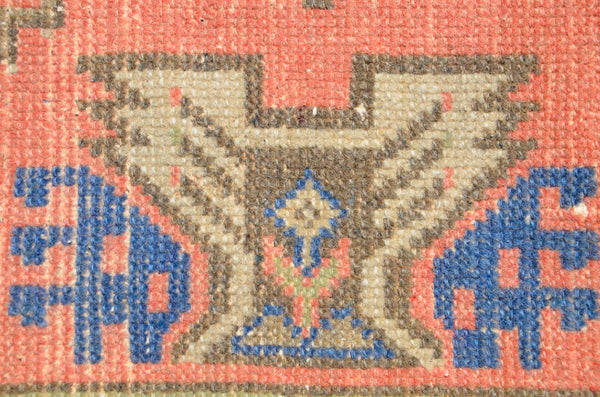 Turkish Handmade Vintage small area rug doormat for home decor, bathroom rug, area oushak rug bathroom mat kitchen kilim rug, rug 3.4x1.6, 665841