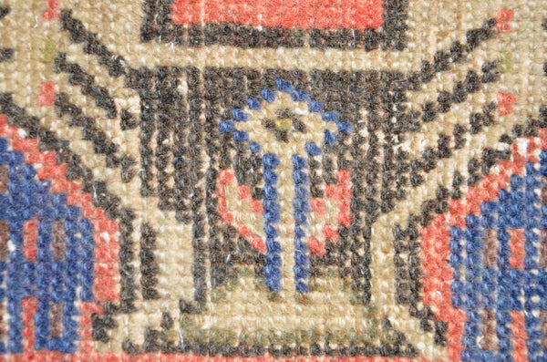 Handmade Turkish Vintage small area rug doormat for home decor, bathroom rug, area oushak rug bathroom mat kitchen kilim rug, rug 2.8X1.4, 665843