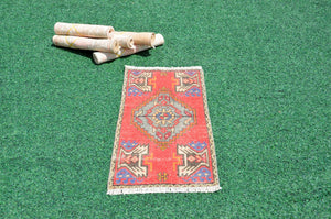 Natural Turkish Vintage small area rug doormat for home decor, bathroom rug, area oushak rug bathroom mat kitchen rug kilim rug, rug 2.9X1.5, 665844