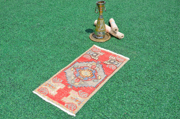 Handmade Turkish Vintage small area rug doormat for home decor, bathroom rug, area oushak rug bathroom mat kitchen kilim rug, rug 3.1X1.5, 665847