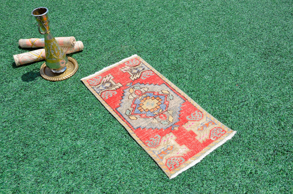 Handmade Turkish Vintage small area rug doormat for home decor, bathroom rug, area oushak rug bathroom mat kitchen kilim rug, rug 3.1X1.5, 665847