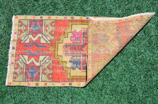 Natural Turkish Vintage small area rug doormat for home decor, bathroom rug, area oushak rug bathroom mat kitchen rug kilim rug, rug 3.1X1.5, 665848