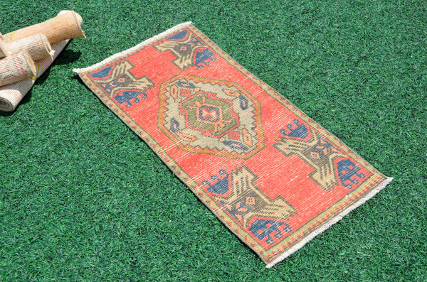 Handmade Turkish Vintage small area rug doormat for home decor, bathroom rug, area oushak rug bathroom mat kitchen kilim rug, rug 3.1X1.5, 665855