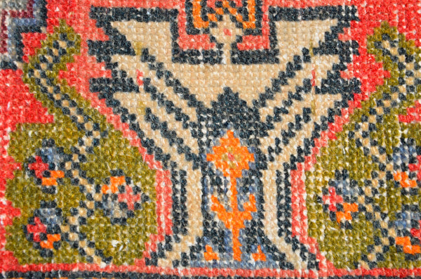 Turkish Handmade Vintage small area rug doormat for home decor, bathroom rug, area oushak rug bathroom mat kitchen kilim rug, rug 2.8x1.5, 665860